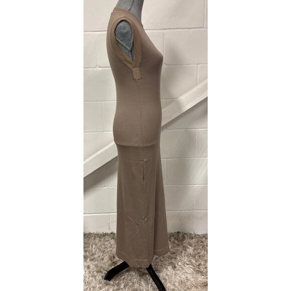 Rowan Ellis Contour Tank Sleeveless Slit Cotton Midi Dress in Stone Beige S NWT - Picture 5 of 11